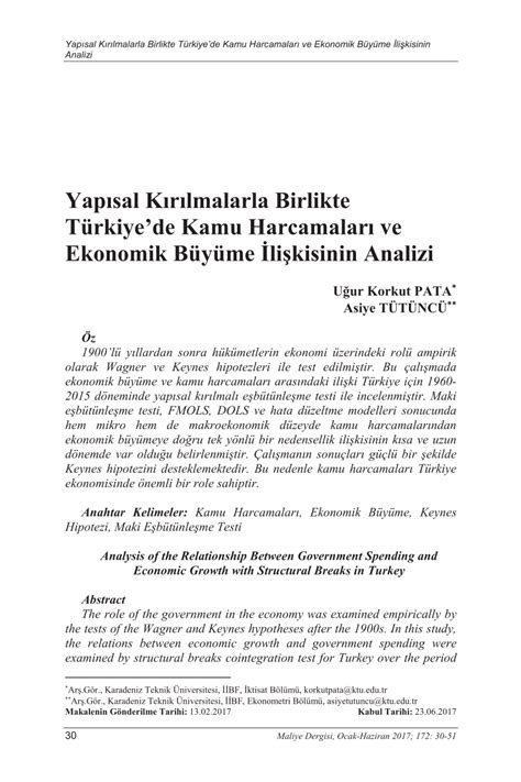 Türkiye'de Kamu Harcamaları ve Ekonomik Büyüme